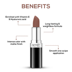 RENEE Stunner Matte Lipstick, 4Gm