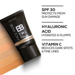 RENEE Face Base 7 in 1 BB Cream with SPF 30, Hyaluronic Acid & Vitamin C, 30ml