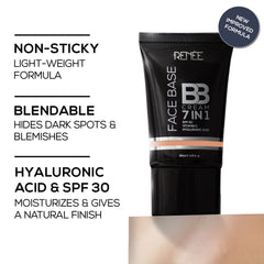 RENEE Face Base 7 in 1 BB Cream with SPF 30, Hyaluronic Acid & Vitamin C, 30ml