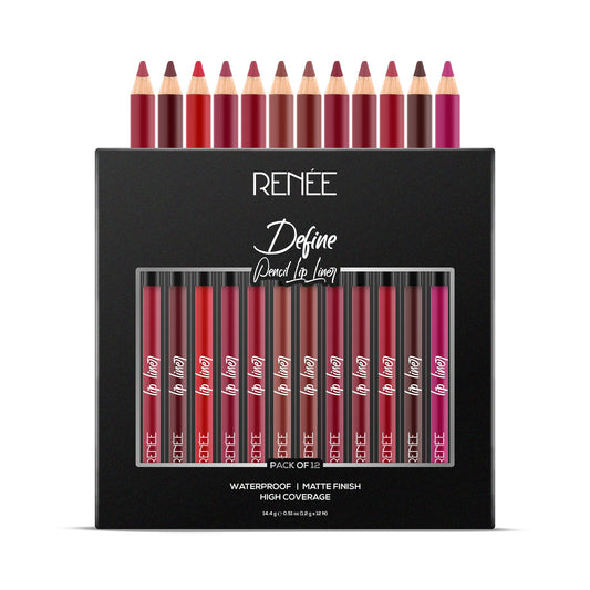 RENEE Define Matte Pencil Lip Liner, Set of 12